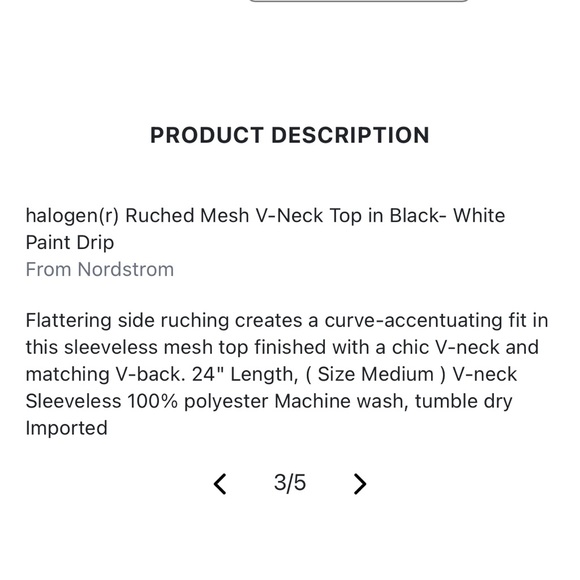 $5 LABOR DAY SALE ❤️ Halogen Ruched Mesh V-Neck Top in Black & White Medium NWT - Picture 4 of 4